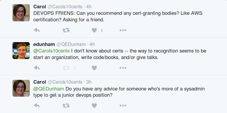 Carol's tweet asking about DevOps transitions